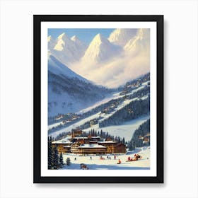 Méribel, France Ski Resort Vintage Landscape 1 Skiing Poster Art Print