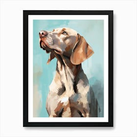 Weimaraner Dog, Painting In Light Teal And Brown 0 Art Print