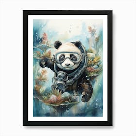 Panda Art Tasting Wine Watercolour 2 Art Print