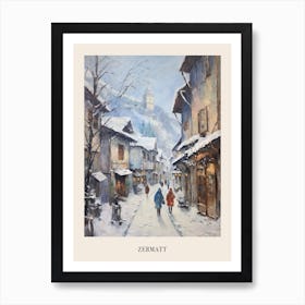 Vintage Winter Painting Poster Zermatt Switzerland 2 Art Print