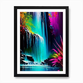 Waterfalls In Forest Water Landscapes Waterscape Bright Abstract 1 Art Print