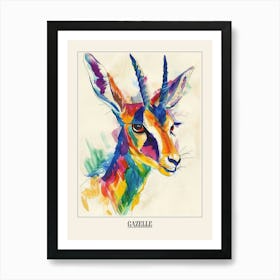 Gazelle Colourful Watercolour 1 Poster Art Print