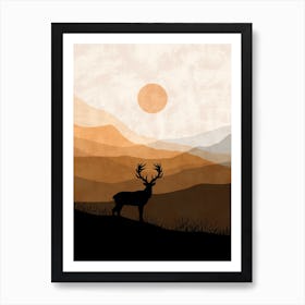 Deer In The Mountains 3 Art Print