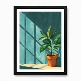 Potted Plant On Window Sill 3 Art Print