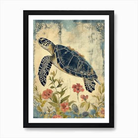 Phoebefy Vintage Wallpaper Of A Sea Turtle Victorian Patterns 79f617f7 5ebf 47c0 Aaf4 5d3dbdc9a7c7 3 Art Print