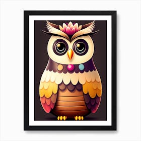 Cute Deco Owl Illustration Art Print