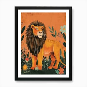 African Lion Symbolic Imagery Illustration 4 Art Print