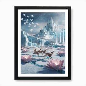 A Fantastical South Pole Scene Glowing Creatures of the South Pole Art Print