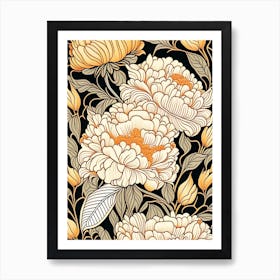 Cut Flowers Of  Peonies Orange 1 Drawing Art Print