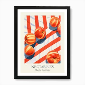 Marche Aux Fruits Nectarines Fruit Summer Illustration 4 Art Print