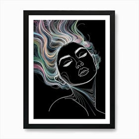 Woman With Colorful Hair 6 Art Print