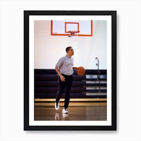 Barack Obama Plays Basketball Art Print