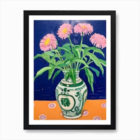 Flowers In A Vase Still Life Painting Asters 2 Art Print