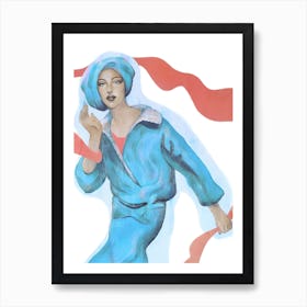 Woman In Blue Art Print