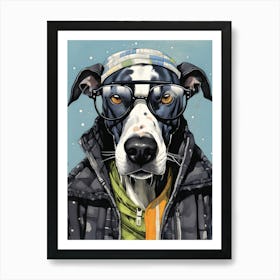 Great Dane Dog Wearing Glasses Art Print