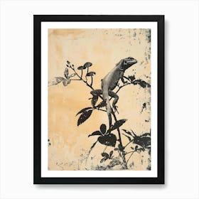 Realistic Gecko On A Branch Art Print