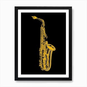 Gold Saxophone Line Art Art Print