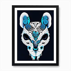 Animal Skull Blue Doodle Art Print