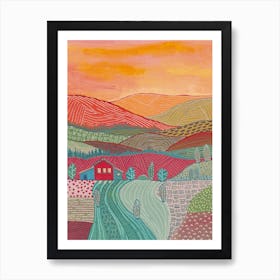 Warm Landscape And Farm House Art Print