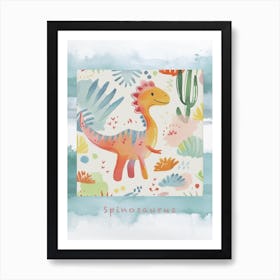 Cute Spinosaurus Dinosaur Watercolour Style 4 Poster Art Print