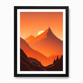 Misty Mountains Vertical Composition In Orange Tone 155 Art Print