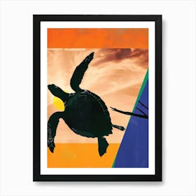 Sea Turtle 3 Cut Out Collage Art Print