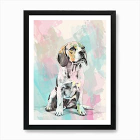 Pastel Beagle Dog Watercolour Line Illustration 2 Art Print
