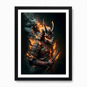 Samurai In Flames Art Print