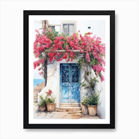 Amalfi, Italy   Mediterranean Doors Watercolour Painting 9 Art Print