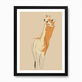 Giraffe - Boho, Line Art 1 Art Print