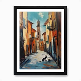 Painting Of Rome With A Cat In The Style Of Surrealism, Dali Style 2 Art Print
