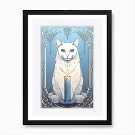 White Cat Tarot Card 3 Art Print