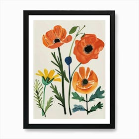 Painted Florals Poppy 2 Art Print