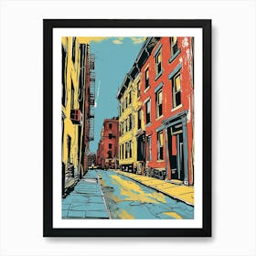 Williamsburg New York Colourful Silkscreen Illustration 2 Art Print