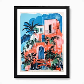 A House In Positano, Abstract Risograph Style 1 Art Print