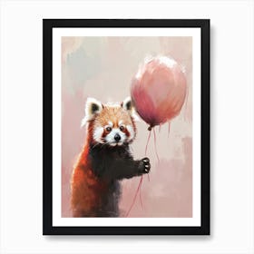 Cute Red Panda 4 With Balloon Art Print