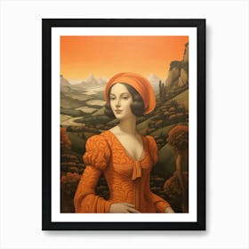 Lady In An Orange Dress Art Print
