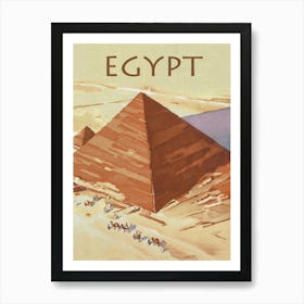 Egypt Pyramids, Vintage Travel Poster, Muted Neutral Colors Art Print