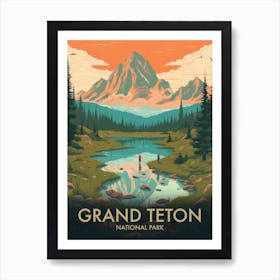 Grand Teton National Park Vintage Travel Poster 1 Art Print