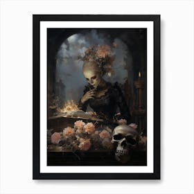 Woman and skull 3 Art Print