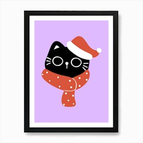 Santa Cat cute christmas illustration 6 Art Print