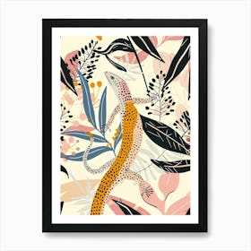 Lizard In The Leaves Modern Abstract Illustration 2 Art Print
