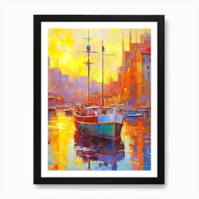 Sunset In The Harbor Art Print