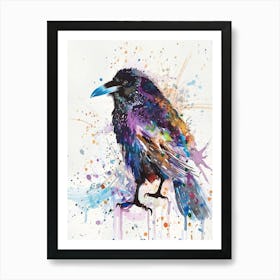 Crow Colourful Watercolour 2 Art Print