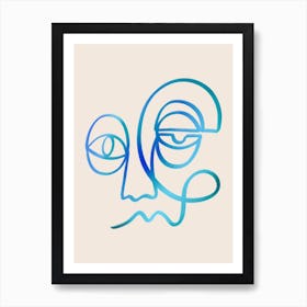 Blue Feeling Line Art Print