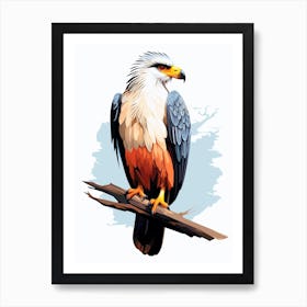 Colourful Geometric Bird Crested Caracara 1 Art Print