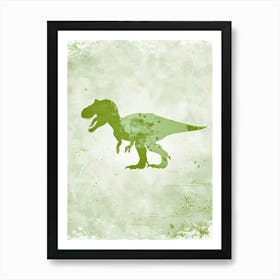 Khaki Green T Rex Silhouette 2 Art Print