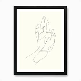 One Line Drawing Of A Hand Monoline Hand Drawing Aesthetic Illustration Art Print