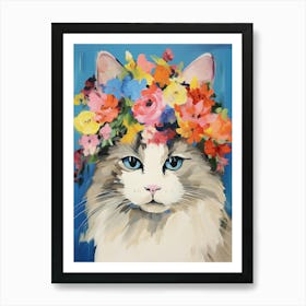 Ragdoll Cat With A Flower Crown Painting Matisse Style 1 Art Print