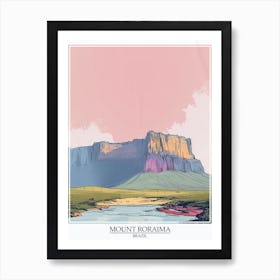 Mount Roraima Venezuela Brazil Color Line Drawing 1 Poster Art Print